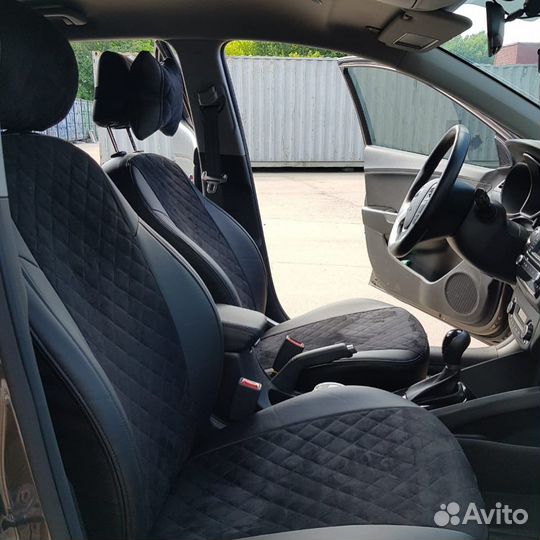 Чехлы KIA Rio III Алькантара ромб Автопилот