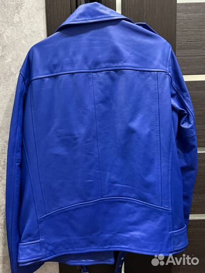 Косуха кожаная синяя, кожаная куртка