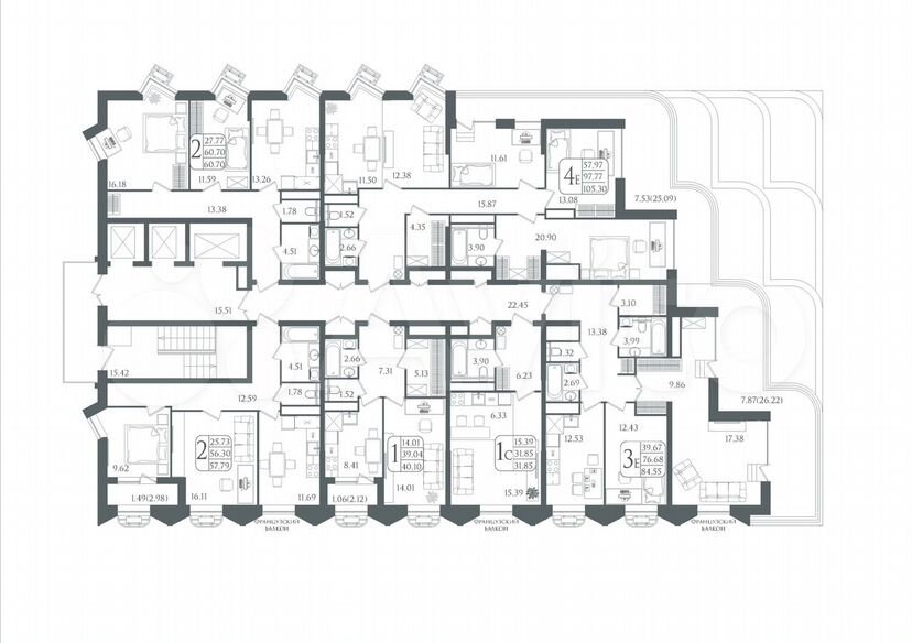 Своб. планировка, 84,6 м², 22/22 эт.