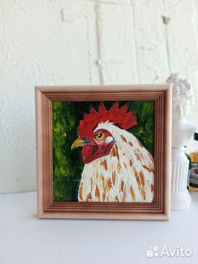 Картина маслом в раме Петух небольшая картина