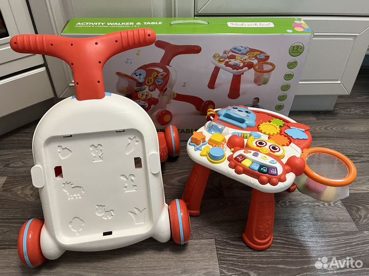 Игровой центр ходунки+каталка baby go 2 в 1