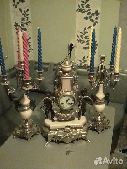 Комплект каминный часы+канделябры