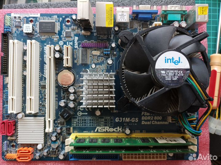 Мат. плата комплект G31, CPU E5700, RAM2Gb, fan