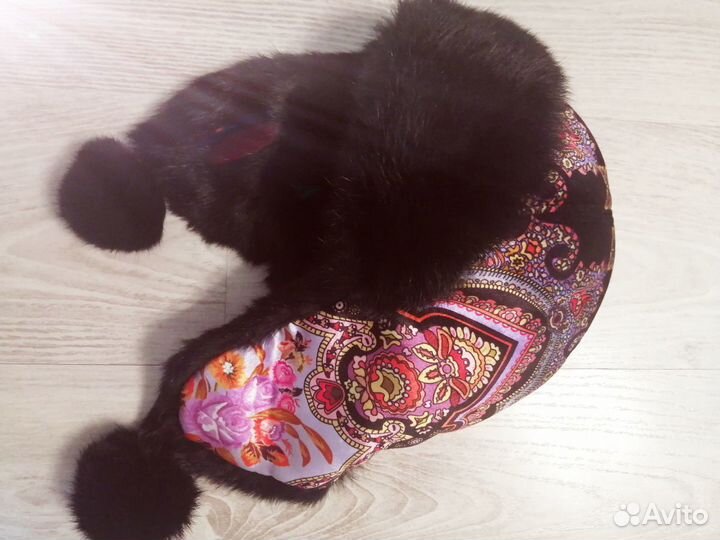 Шапка и варежки мех кролика