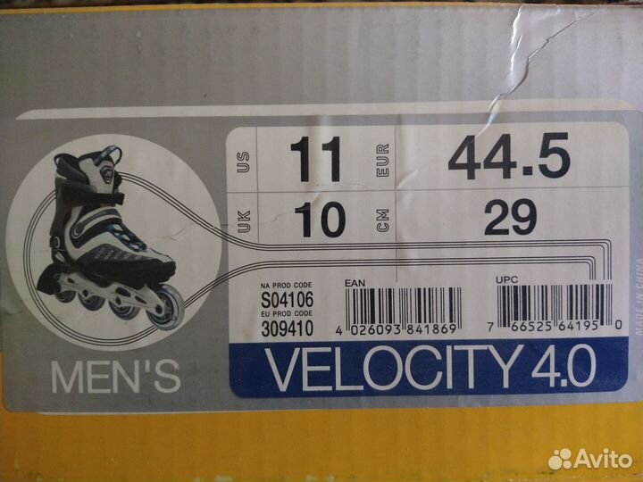 Роликовые коньки K2 Velocity 4.0 р44.5