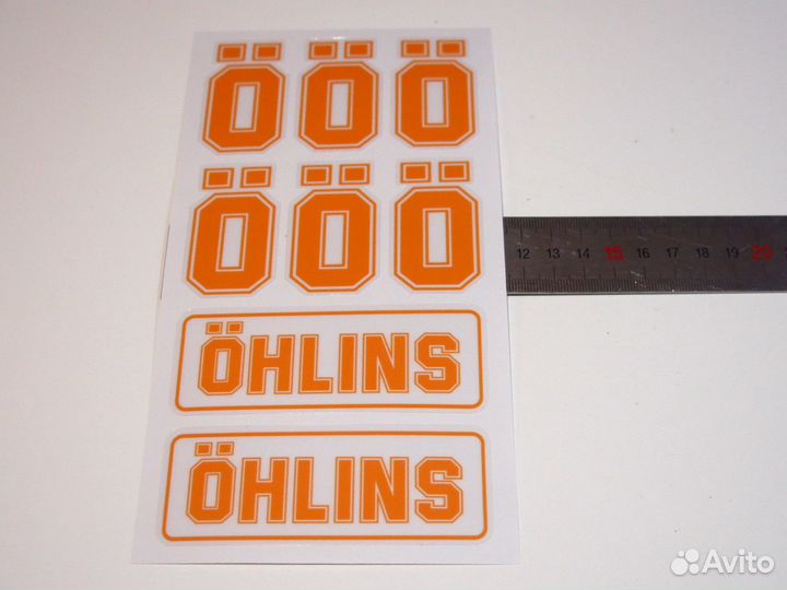 Наклейки для амортизатора Ohlins комплект оранжевы