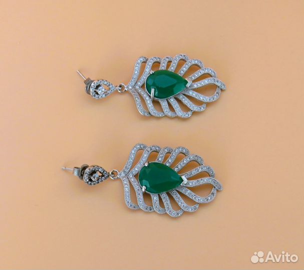 Агат Серебряные серьги Серебро 925 Клеймо