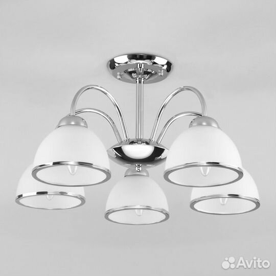 Люстра металл и стекло в спальню современная