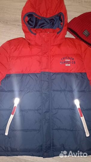 Пуховик H&M р.140 и шапка