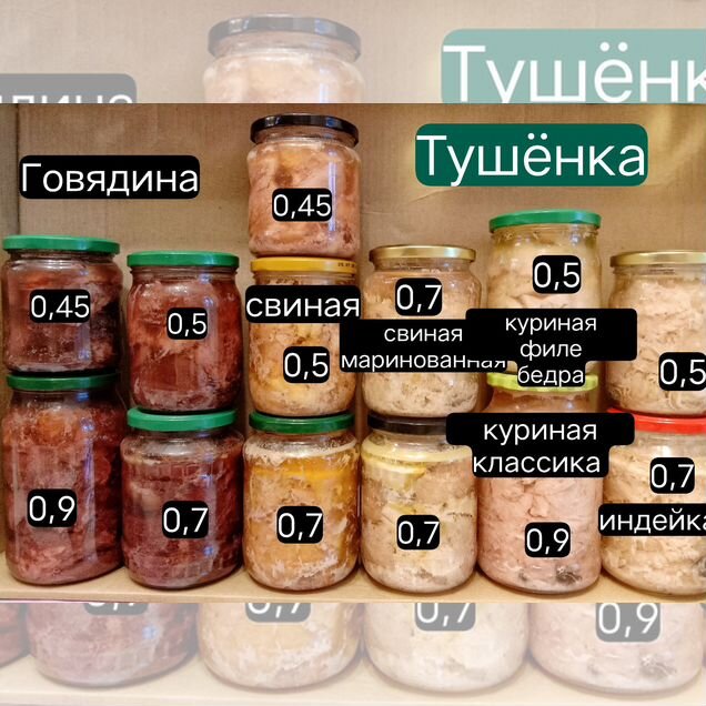 Тушёнки, Каши с мясом, Закуски домашние