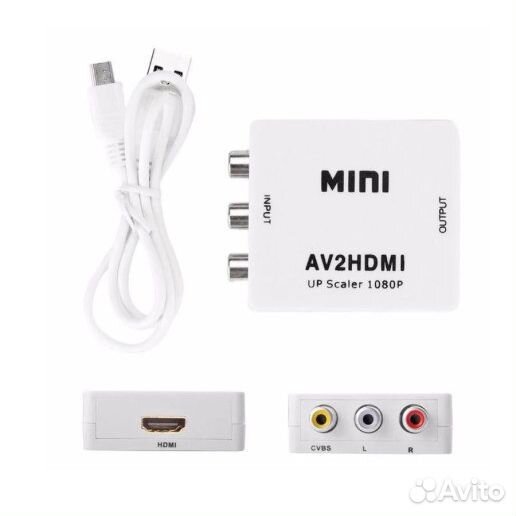 Переходник 3RCA (AV/тюльпаны) на hdmi с USB