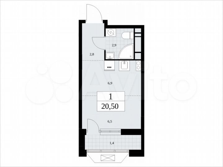 Квартира-студия, 20,5 м², 14/17 эт.