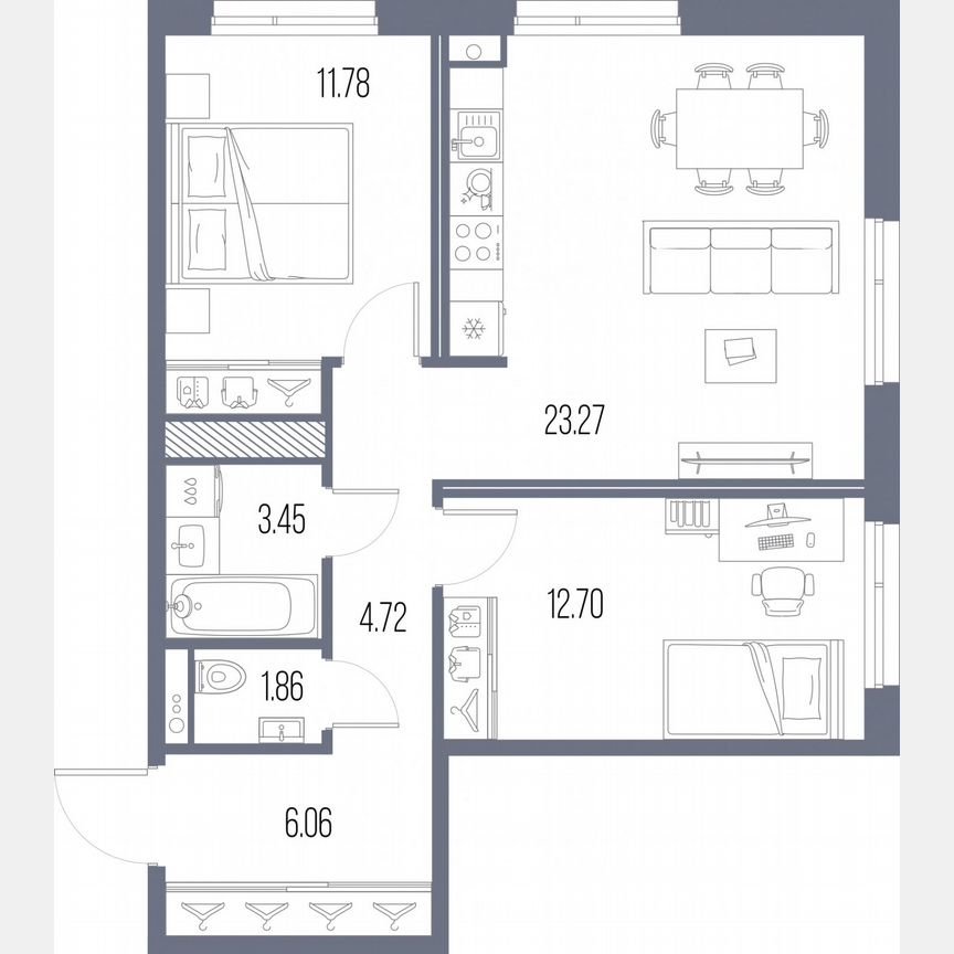 2-к. квартира, 63,8 м², 5/10 эт.