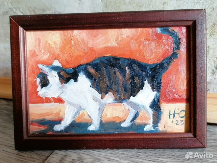 Картина маслом с котом