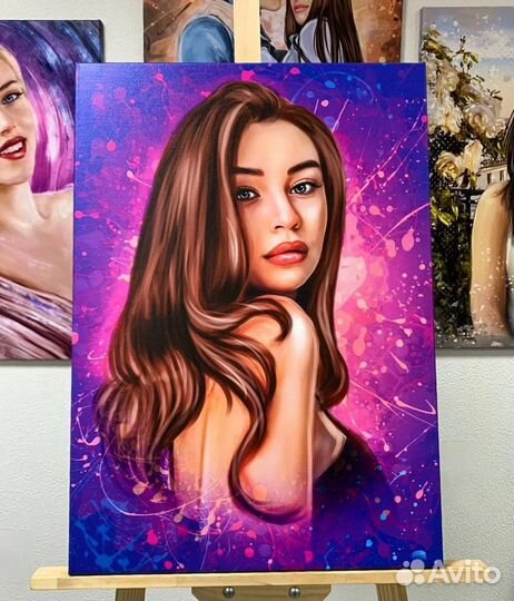 Портрет по фото на холсте на заказ