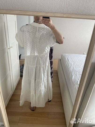 Летнее платье Zara белое S шитье