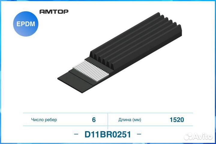 Cworks D11BR0251 Ремень поликлиновой 6PK1520 cwork