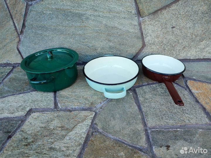 Кастрюля, сотейник, ковш эмалированные, СССР