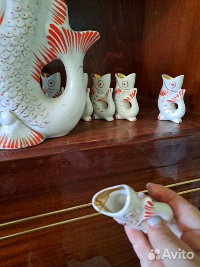 Штоф рыба с рюмками