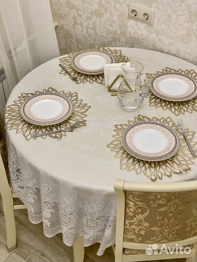 Салфетки под горячее на стол, 38см, 4шт, золото