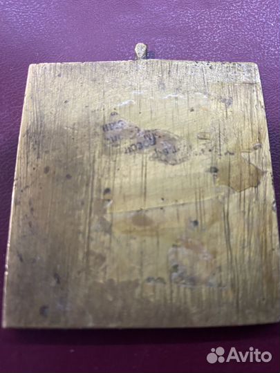 Икона старая латунь вседержитель с эмалью