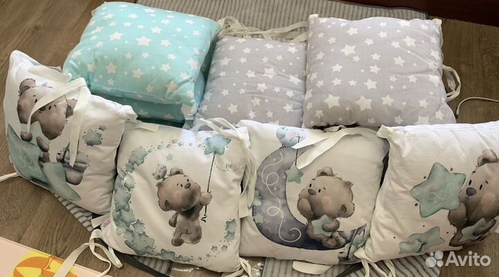 Бортики в кроватку 12 штук