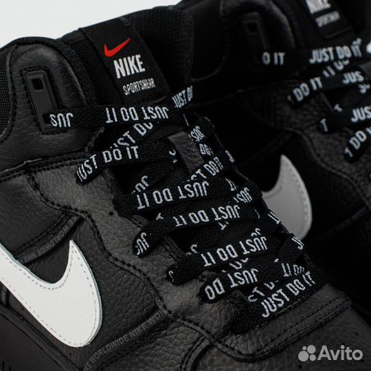 Nike Air Force 1 Mid Black / Wh. Sw. with Fur