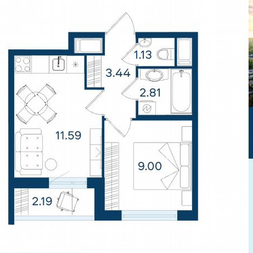 1-к. квартира, 28 м², 15/20 эт.