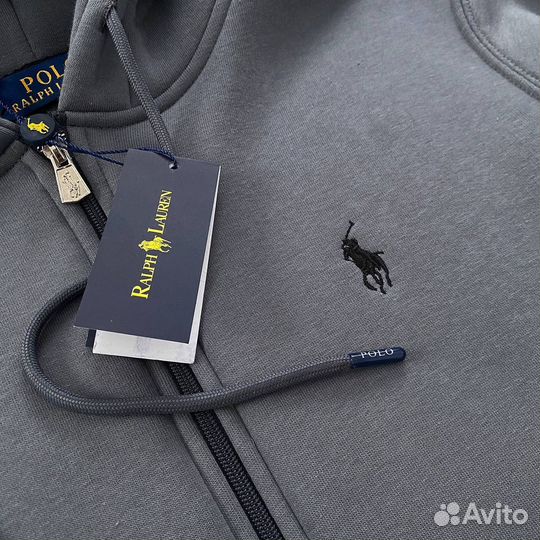 Зип худи polo ralph lauren серый (флис)