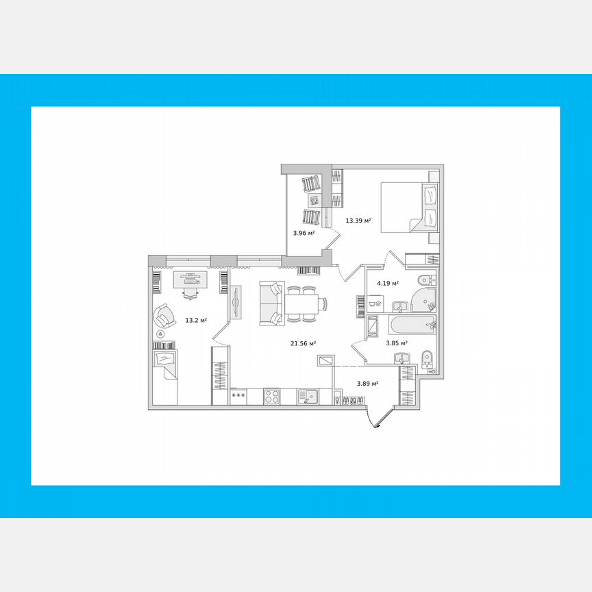 2-к. квартира, 61 м², 13/14 эт.