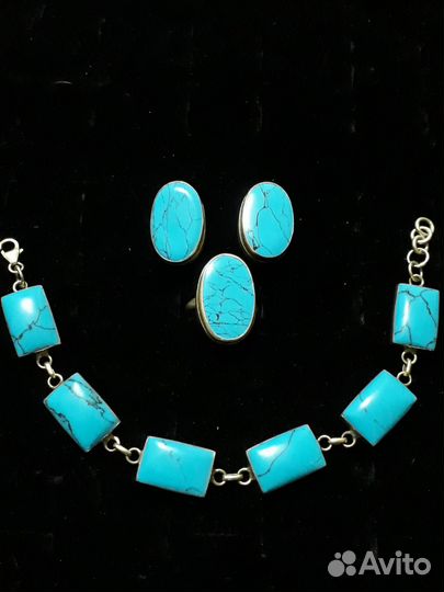 Бирюза Серьги,Кольца Браслет