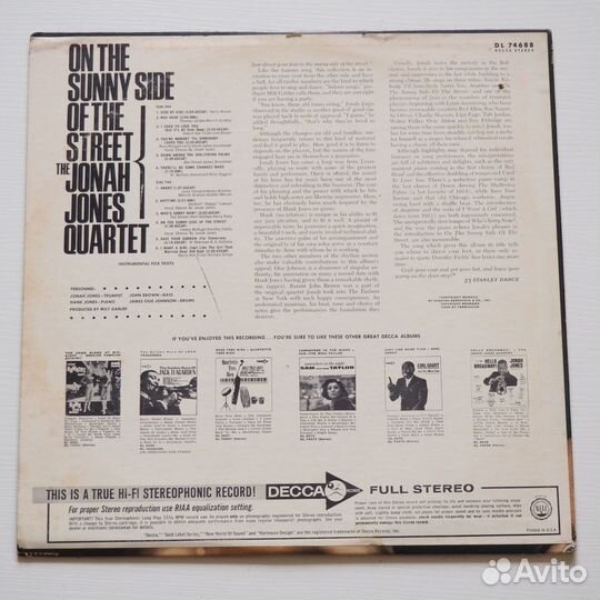 Джаз пластинка Jonah Jones - On The Sunny Side Of