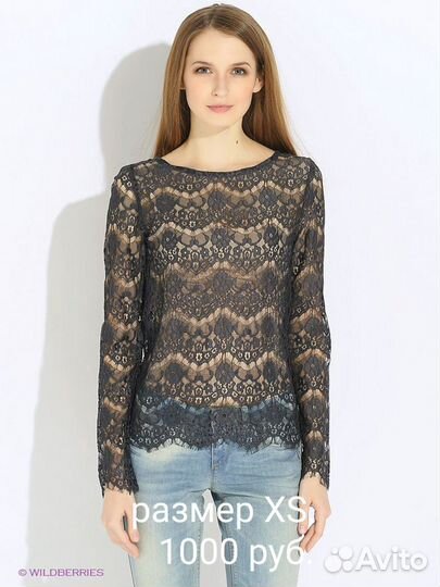 Блузка черная кружевная benetton