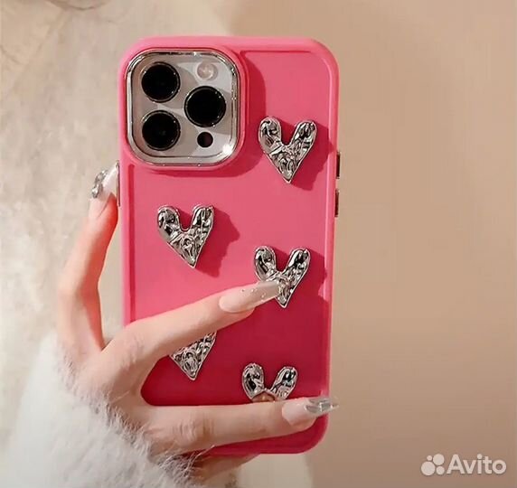 Чехол с сердечками на iPhone 7+,8+,XR,11,12,14