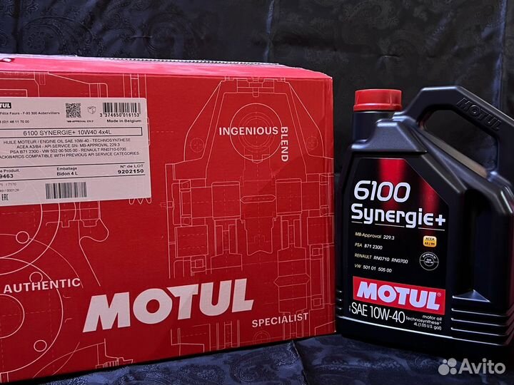 Моторное масло motul 6100 synergie+ 10W-40 RU 4л