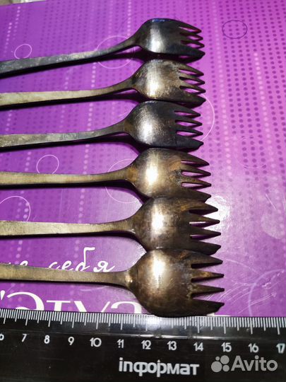 Вилки мельхиор с позолотой маленькие