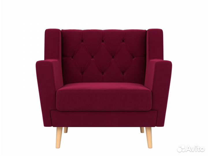 Кресло Брайтон Люкс, микровельвет, бордовый