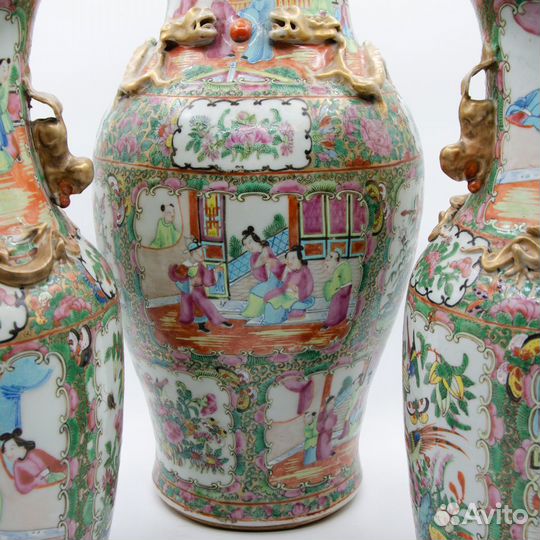 Антикварный Набор из трёх ваз, Китай, 18 век, 47см