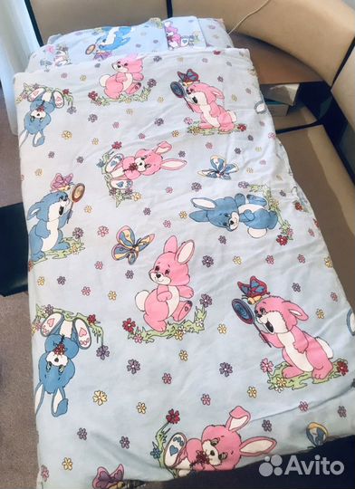 Детский тёплый плед + матрац+ постельное белье