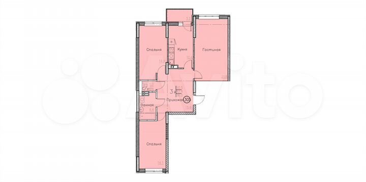 3-к. квартира, 86 м², 4/10 эт.