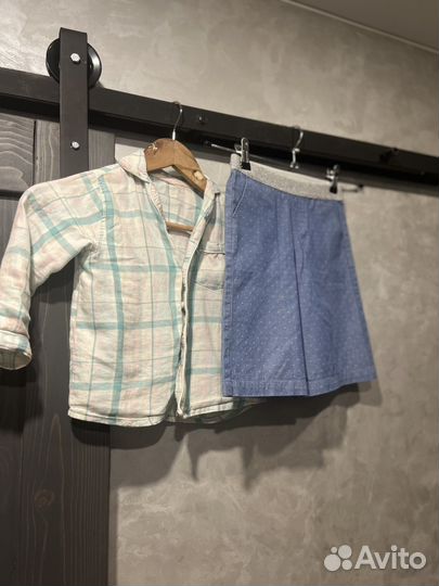 Шорты кюлоты Benetton, рубашка H&M 98 104 2-4 г