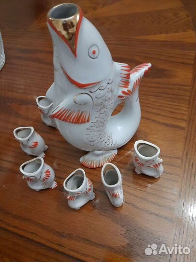 Набор посуды винтаж.Рыбки.Оригинал