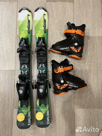 Горные лыжи 80 и ботинки детские 17