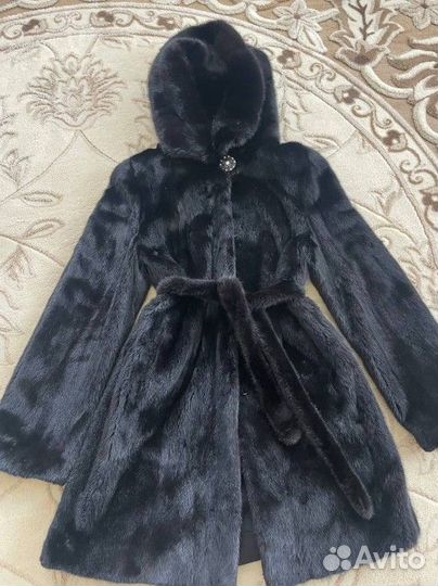 Шуба норковая с капюшоном 44 46