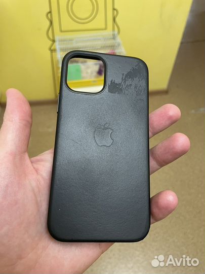 Apple leather case iPhone 12 чёрный