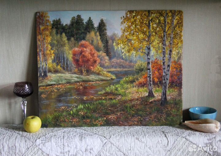 Картина маслом Золотая Осень Городской пейзаж