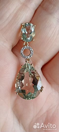 Золотая подвеска кулон бриллиантики аметист 585