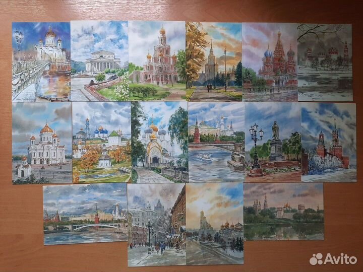 Открытки Москва в акварелях