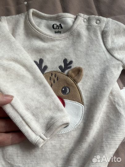 Комбинезон-слип новогодний 68, 80 см