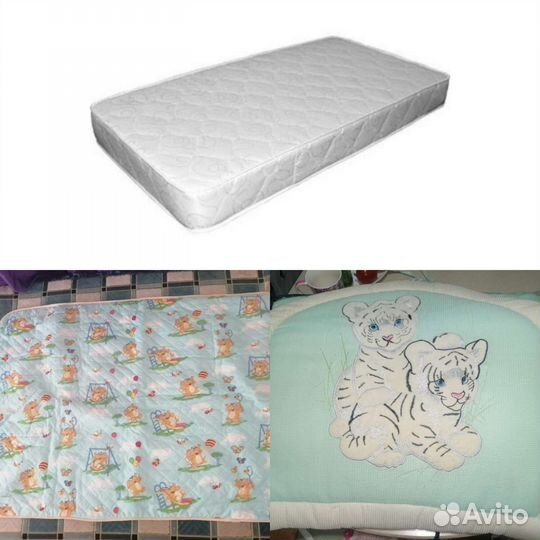 Матрас детский (120/ 60), бортики, одеяло